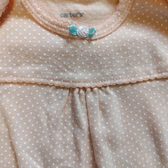 ❤️SOLD❤️ Carter's 2 piece peach polka dot outfit size 6 months baby girl - Picture 2 of 5
